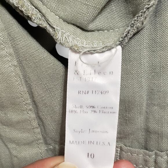 Frank & Eileen Jameson Utility Jogger Sage Green Cotton Flax Stretch Sz 10 - Picture 6 of 11